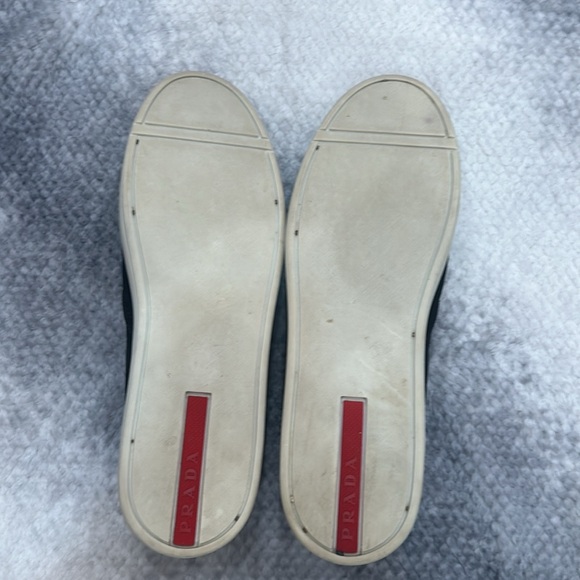 Prada - Black Suede Slip Ons - Picture 2 of 2